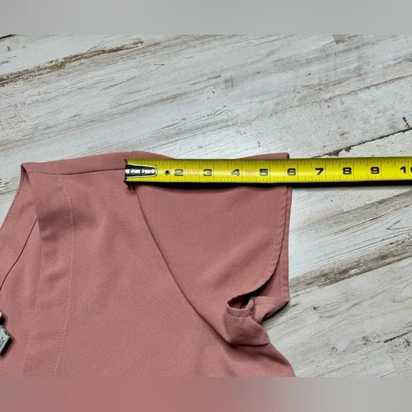 A New Day Dress Women Medium Basic Shift Blush Pink Short Sleeve V-Neck Pockets - Picture 6 of 10